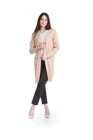 ST-11220 - Soft Cable Knit Cardigan with Pockets - Colors: Black, Blush, Burgundy, Mustard - Available Sizes:XS-XXL - Catalog Page:26 